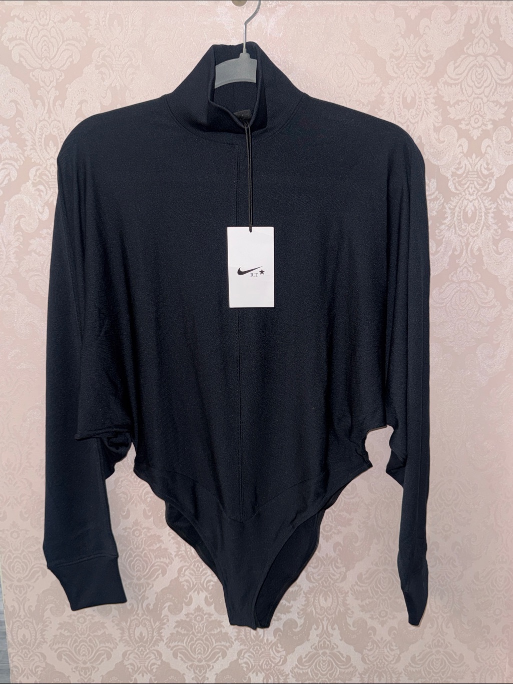 Nike Black Zip-Front Long Sleeve Bodysuit